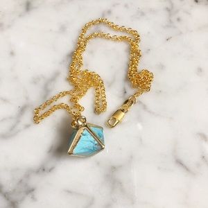 Turquoise Stone Pyramid Pendant Necklace